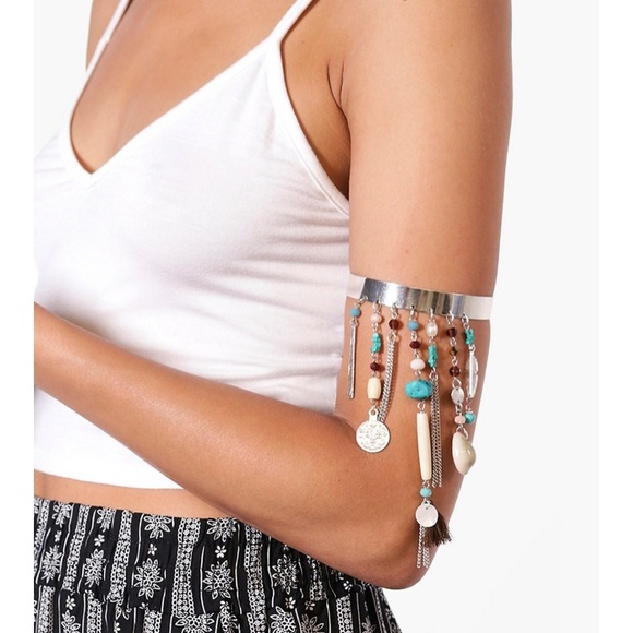 Boohoo Jewelry - Lydia Festival boho silver Embellished Arm Cuff